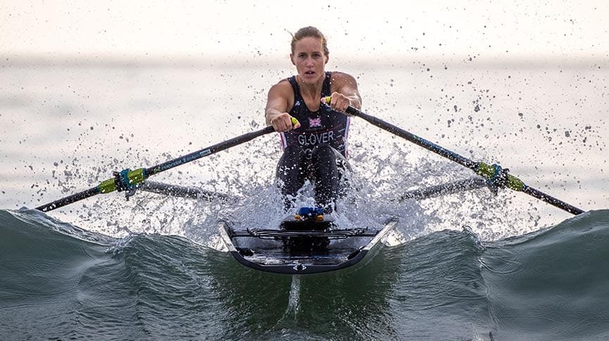 Helen Glover in action during the Olympic Games"