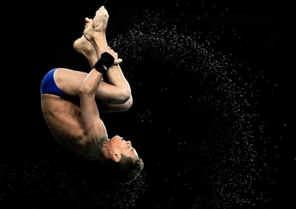 "Tom Daley in action during the Olympic Games"