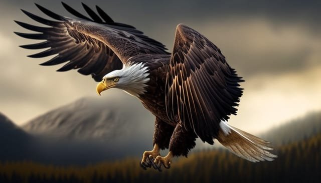 "Eagle in flight, symbolizing transformation and freedom"