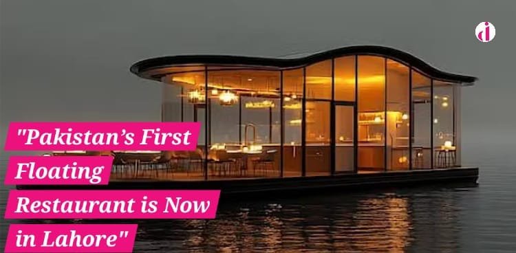 "Pakistan's first floating restaurant, The Float Lahore, on the serene Ravi River near Shahdara Bridge, offering a unique dining experience with stunning sunset views and eco-friendly design."