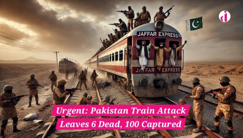 Hijacked train in Pakistan surrounded by armed militants.