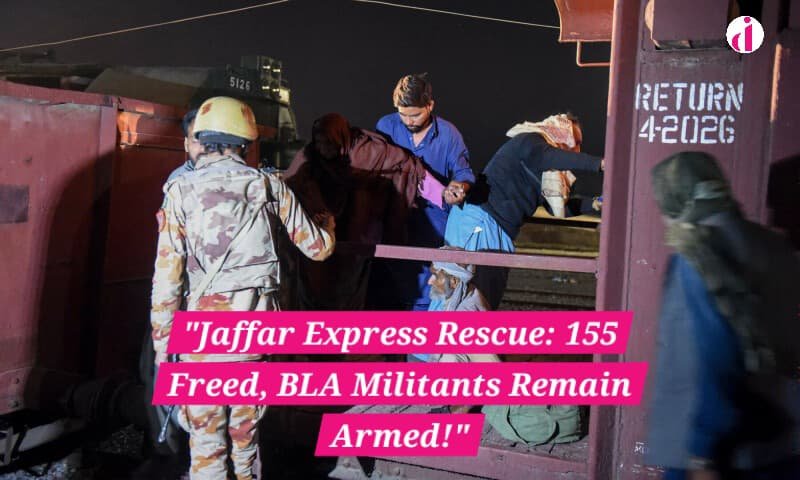 "Pakistani security forces rescuing hostages from Jaffar Express after a BLA terrorist hijacking in Balochistan."