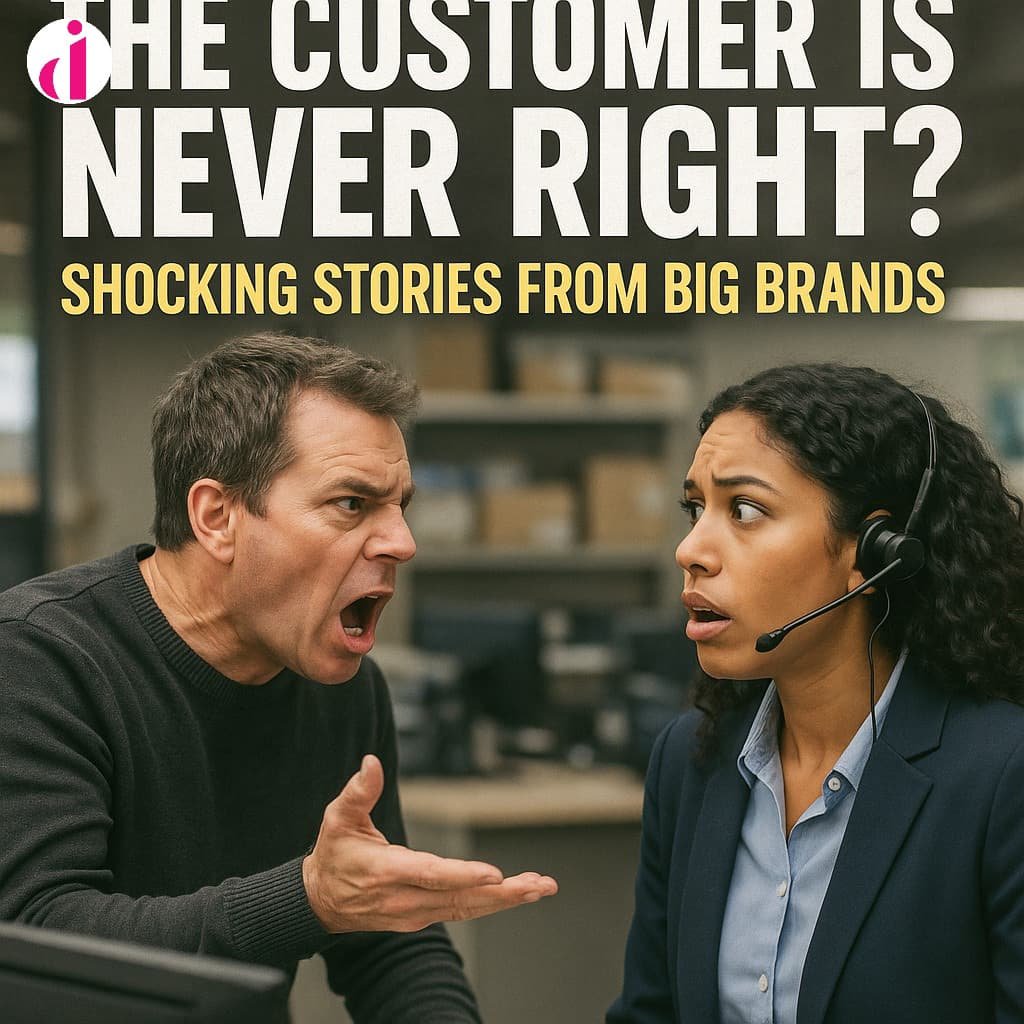 Frustrated customer arguing with staff at a luxury brand store