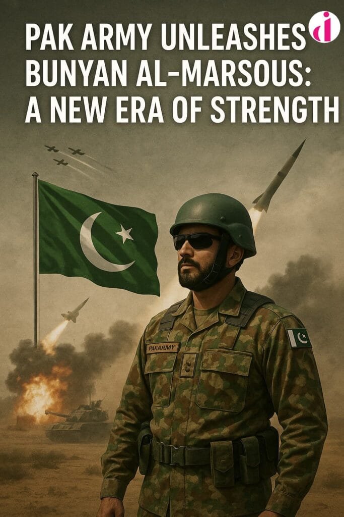 "Pak Army Unleashes Bunyan al-Marsous: A New Era of Strength showcasing military power and defense advancement."