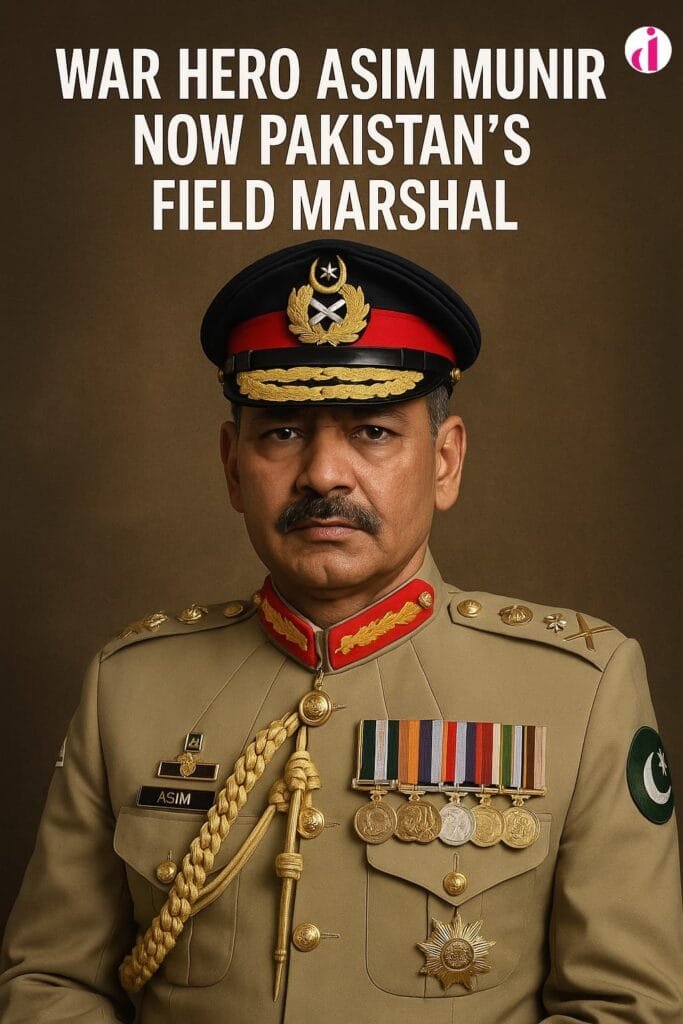 Portrait of War Hero Asim Munir in military uniform after being promoted to Pakistan’s Field Marshal