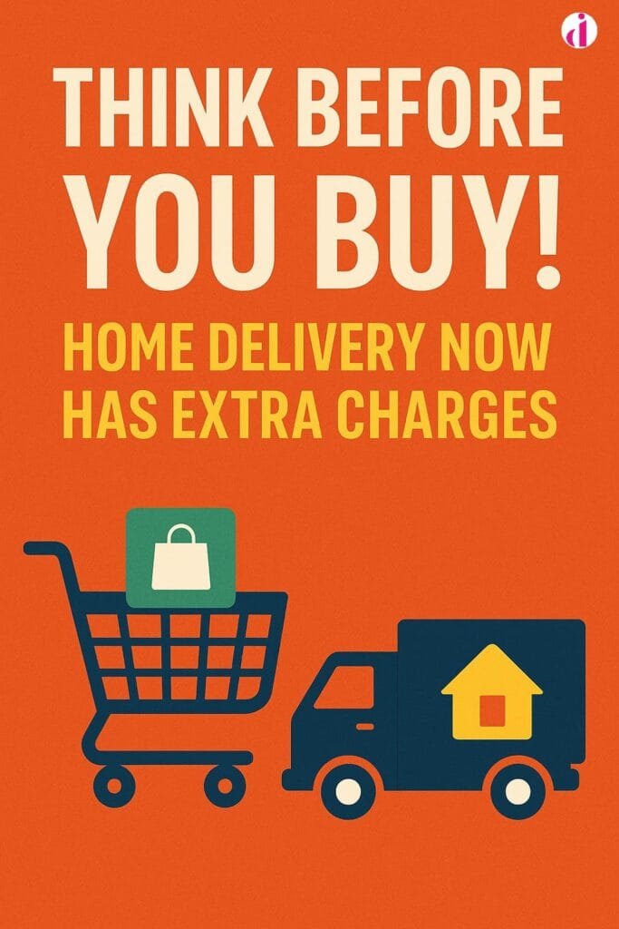 “Online shopping in Pakistan 2025 showing added taxes on home delivery and COD purchases with warning banner.”