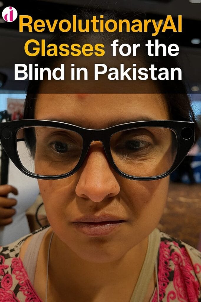 Visually impaired woman using AI smart glasses in Pakistan