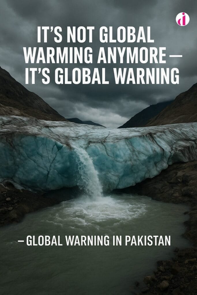 Melting glacier in Pakistan symbolizing climate change crisis
