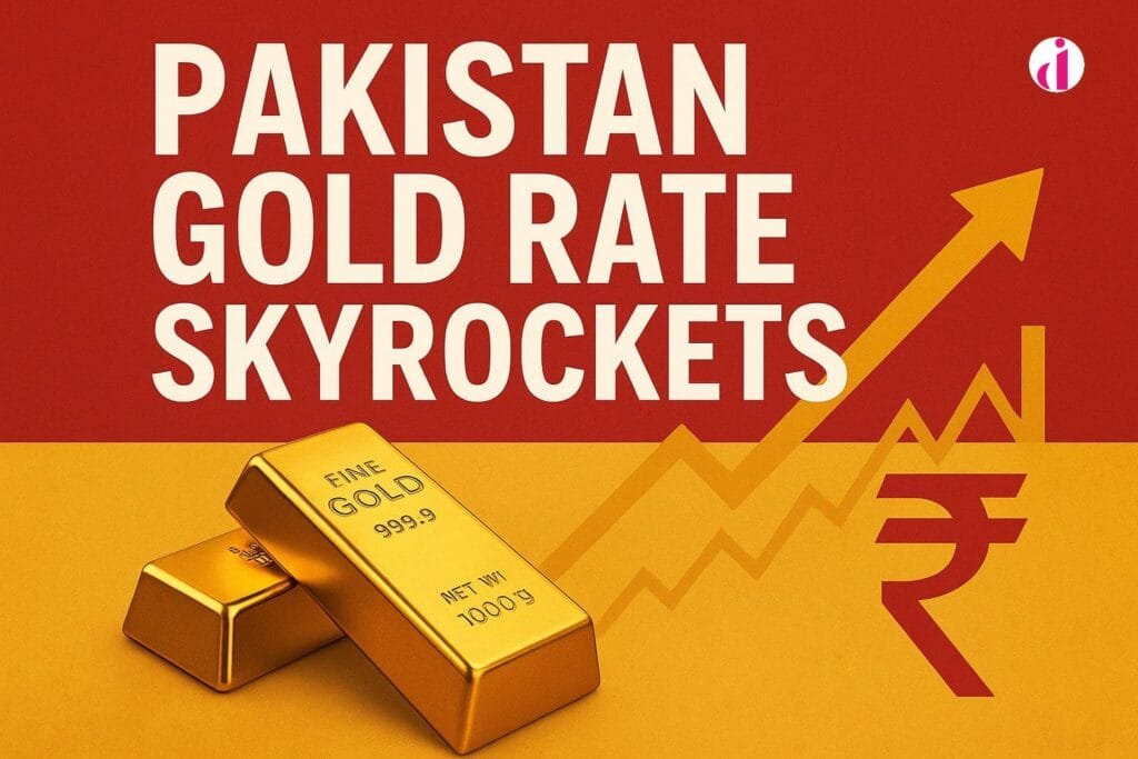 Rising gold bars and Pakistani rupee symbols showing surge in gold price
